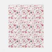 ピンクかわいらしと赤いハートのバレンタインデー フリースブランケット (正面)