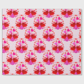 ピンクかわいらしと赤いハートのバレンタインデー ラッピングペーパー (フラット)