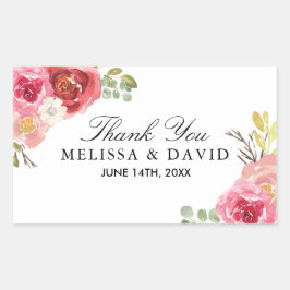 ピンクかわいらしと赤のステッカー 長方形シール