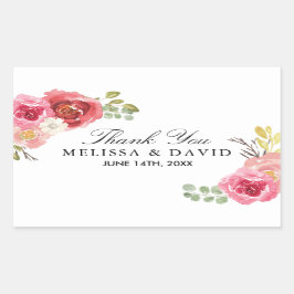 ピンクかわいらしと赤のステッカー 長方形シール