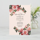 ピンクかわいらしと赤のバラのリハーサルディナー 招待状 (スタンド正面)