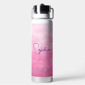 ピンクかわいらしと金ゴールドのアイスクリームコーンパーソナライズされた ウォーターボトル (背面)