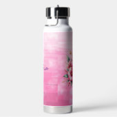 ピンクかわいらしと金ゴールドのアイスクリームコーンパーソナライズされた ウォーターボトル (右面)