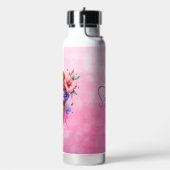 ピンクかわいらしと金ゴールドのアイスクリームコーンパーソナライズされた ウォーターボトル (左面)