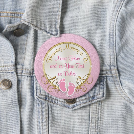 ピンクかわいらしと金ゴールドのママがピンに 缶バッジ (インサイチュ)