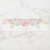 ピンクかわいらしと金ゴールドの水色フローラ牡丹 ペットボトルラベル (シングルラベル)