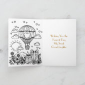 ピンクかわいらしと金ゴールドの熱気球誕生日 カード (内部)