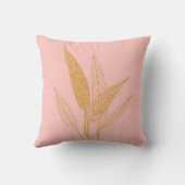 ピンクかわいらしと金ゴールド葉のスケッチ クッション (裏面)