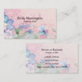ピンクかわいらしと青のフローラ背景 名刺 (正面/裏面)