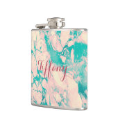 ピンクかわいらしと青の大理石 フラスク (左)