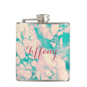 ピンクかわいらしと青の大理石 フラスク (正面)
