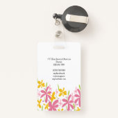 ピンクかわいらしと黄色のフローラ バッジ (裏面リトラクタブル付き)