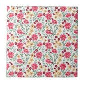 ピンクかわいらしと黄色のヴィンテージの花柄 タイル (正面)