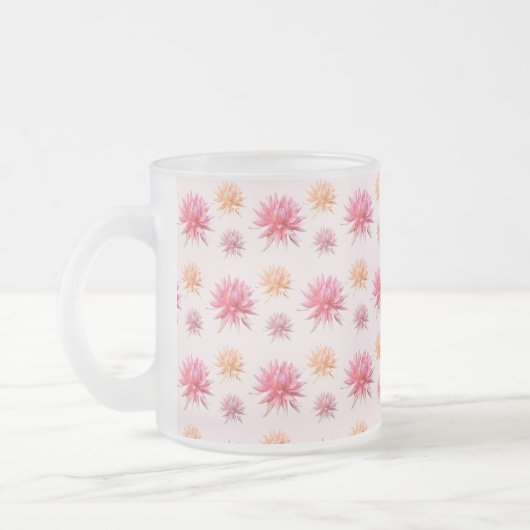 ピンクかわいらしと黄色の花 フロストグラスマグカップ (左)