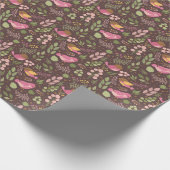 ピンクかわいらしと黄色の鳥と葉の子供 ラッピングペーパー (角)