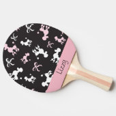ピンクかわいらしと黒のプードル 卓球ラケット (横)
