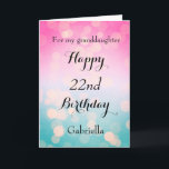 ピンクかわいらしと《写真》ぼけ味22誕生日 カード<br><div class="desc">孫娘かわいらし、娘、娘など《写真》ぼけ味ブルーとピンク22番目の誕生日カード。この22歳かわいらしの誕生日の前は彼女の名パーソナライズされた前で簡単に。内部のカードメッセージもできパーソナライズされたる。これは彼女の22歳素晴らしの誕生日の記念に誕生日を作るだろう。</div>