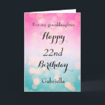 ピンクかわいらしと《写真》ぼけ味22誕生日 カード<br><div class="desc">孫娘かわいらし、娘、娘など《写真》ぼけ味ブルーとピンク22番目の誕生日カード。この22歳かわいらしの誕生日の前は彼女の名パーソナライズされた前で簡単に。内部のカードメッセージもできパーソナライズされたる。これは彼女の22歳素晴らしの誕生日の記念に誕生日を作るだろう。</div>