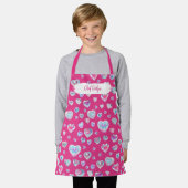 ピンクかわいらしに3Dスパークリスタルジェムストーンハート エプロン (着用した状態)