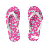 ピンクかわいらしに3Dスパークリスタルジェムストーンハート キッズビーチサンダル (フットベッド)