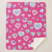 ピンクかわいらしに3Dスパークリスタルジェムストーンハート シェルパブランケット (正面)