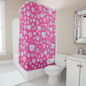 ピンクかわいらしに3Dスパークリスタルジェムストーンハート シャワーカーテン (インサイチュ)