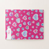 ピンクかわいらしに3Dスパークリスタルジェムストーンハート ジグソーパズル (横)