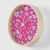 ピンクかわいらしに3Dスパークリスタルジェムストーンハート 壁時計 (傾斜)