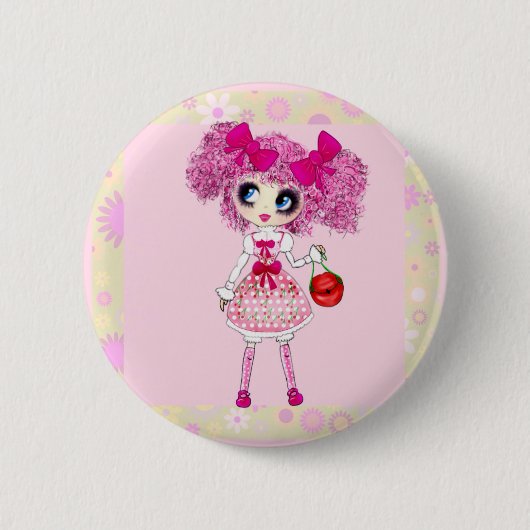 ピンクかわいらしのかわいいで女の子PinkyP 缶バッジ (正面)