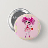ピンクかわいらしのかわいいで女の子PinkyP 缶バッジ (正面&裏面)