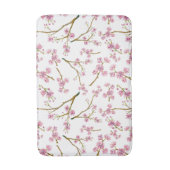 ピンクかわいらしのさくらんぼ花の水の色パターン バスマット (正面縦)