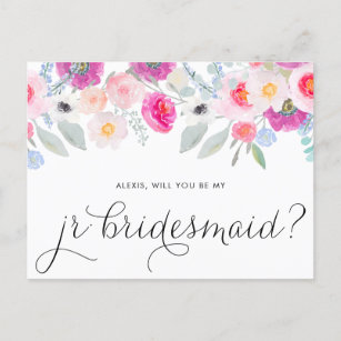 ピンクかわいらしのアネモネスは私のJrの花嫁のメイドになる インビテーションポストカード