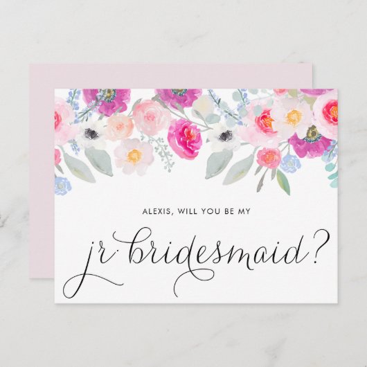 ピンクかわいらしのアネモネスは私のJrの花嫁のメイドになる インビテーションポストカード (正面/裏面)