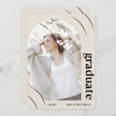 ピンクかわいらしのアーチ写真卒業パーティー 招待状 (正面/裏面)