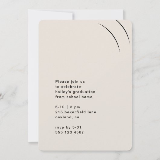 ピンクかわいらしのアーチ写真卒業パーティー 招待状 (裏面)