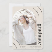 ピンクかわいらしのアーチ写真卒業パーティー 招待状 (正面)