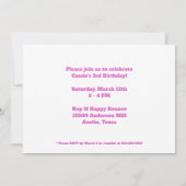 ピンクかわいらしのカスタム子供たちフォトガールズバースデーパーティー 招待状 (裏面)