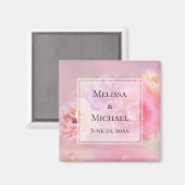 ピンクかわいらしのカーネーションが日付の結婚保存 マグネット (正面/裏面)