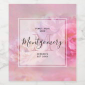 ピンクかわいらしのカーネーションスタイリッシュワイン作り ワインラベル (シングルラベル)