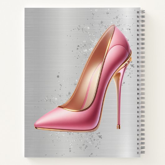 ピンクかわいらしのキラキラのハイヒール靴 | ノートブック (裏面)