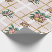 ピンクかわいらしのクリスマスベル ラッピングペーパー (角)