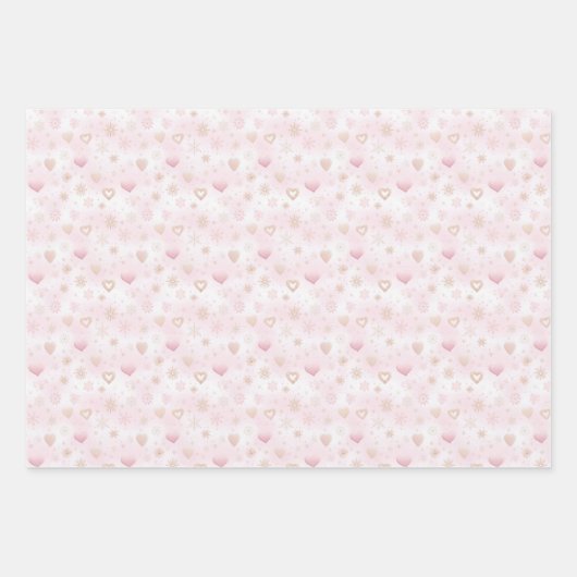 ピンクかわいらしのクリスマスミックス ラッピングペーパーシート (正面3)