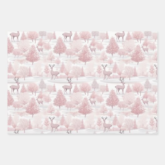 ピンクかわいらしのクリスマスミックス ラッピングペーパーシート (正面)