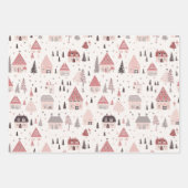 ピンクかわいらしのクリスマスミックス ラッピングペーパーシート (正面3)