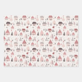 ピンクかわいらしのクリスマスミックス ラッピングペーパーシート (正面)
