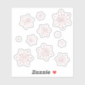 ピンクかわいらしのクリスマス冬の雪片 シール (シート)