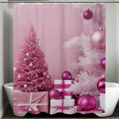 ピンクかわいらしのクリスマス背景シャワーカーテン シャワーカーテン