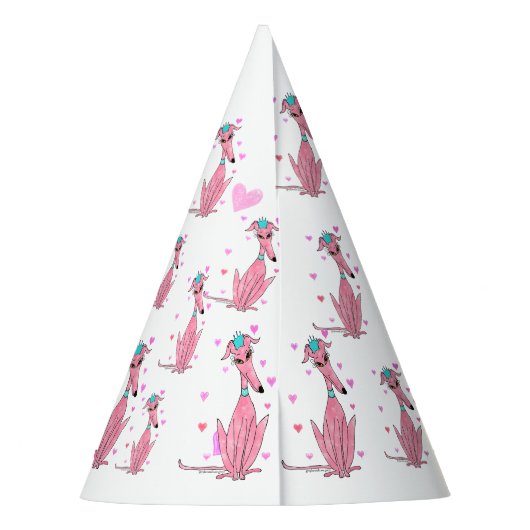 ピンクかわいらしのグレイハウンド パーティーハット (裏面)