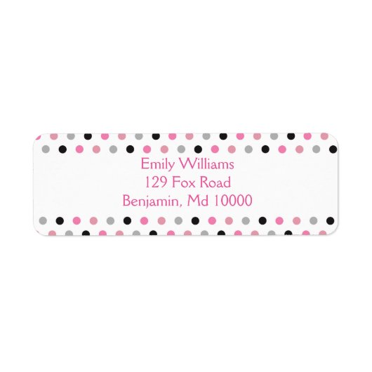 ピンクかわいらしのグレーとブラックの水玉模様 ラベル (正面)