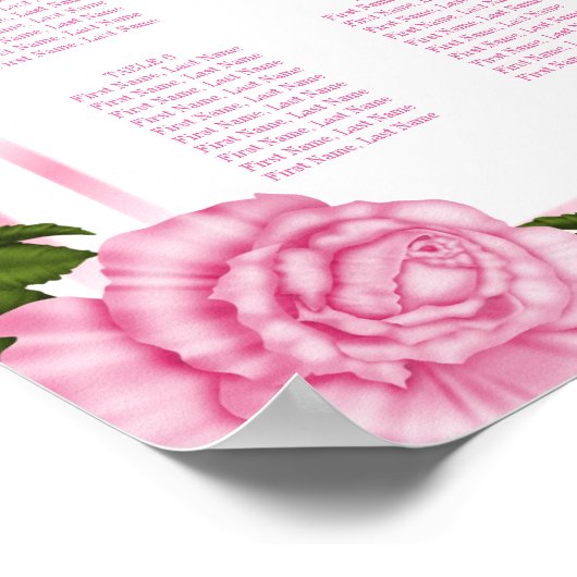 ピンクかわいらしのコーナー結婚の座席表 ポスター (角)